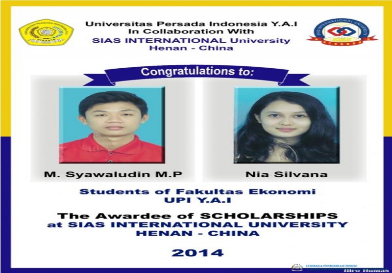 The Awardee of Scholarships at SIAS INTERNATIONAL UNIVERSITY, HENAN - CHINA 2014